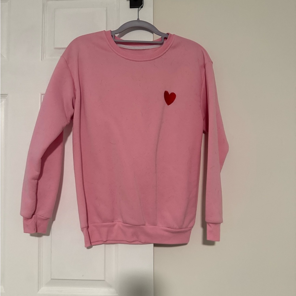 SHEIN Pink Sweatshirt with Heart Detail